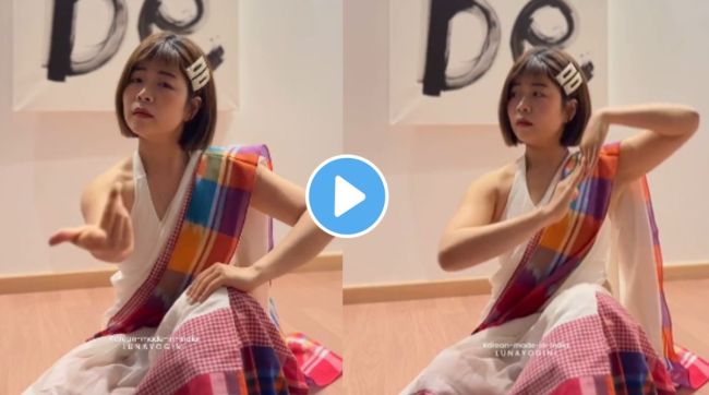 Korean woman beautifully perform indian classical dance