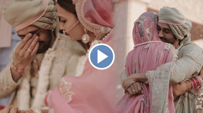 Pulkit samrat kriti kharbanda gets emotional in wedding rituals video viral
