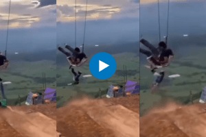 terrifying moment man fall off swing