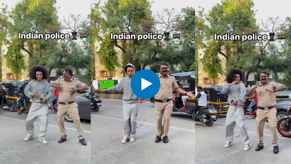 Tiktoker Noel Robinson Mumbai’s dancing cop Amol Kamble groove to Gulabi Sharara