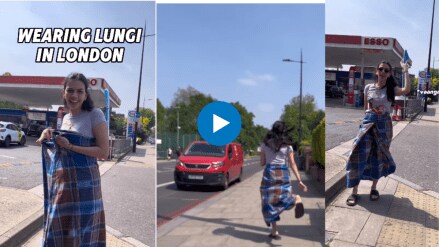 Watch Woman walks the streets of London wearing lungi, stuns people video goes viral