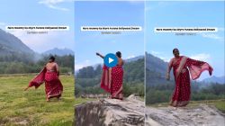 श्रीदेवीप्रमाणे साडी नेसून बॉलीवूड गाण्यावर महिलेने केला डान्स, लेकाने पूर्ण केले आईचे स्वप्न! पाहा Viral Video