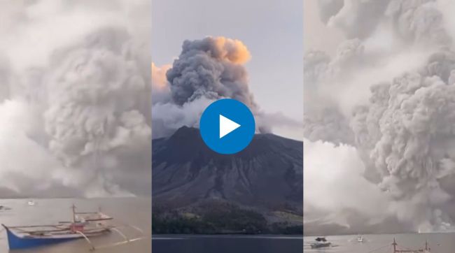 Indonesian volcano erupts for second time viral video