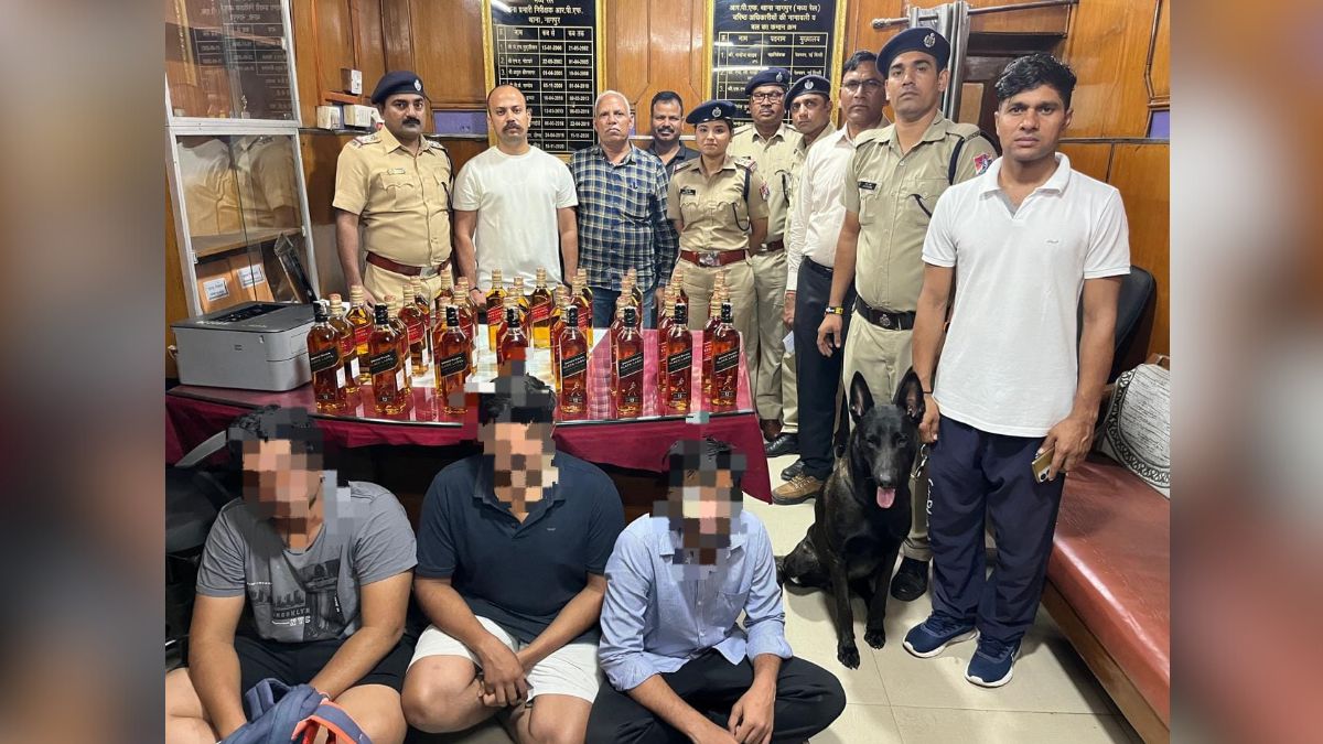 Liquor was found under seat the of train in three bags