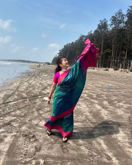 Manasi Naik Peacock Green Paithani Saree