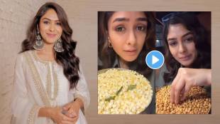 actress Mrunal Thakur mother gave popcorn in a Tiffin box video viral