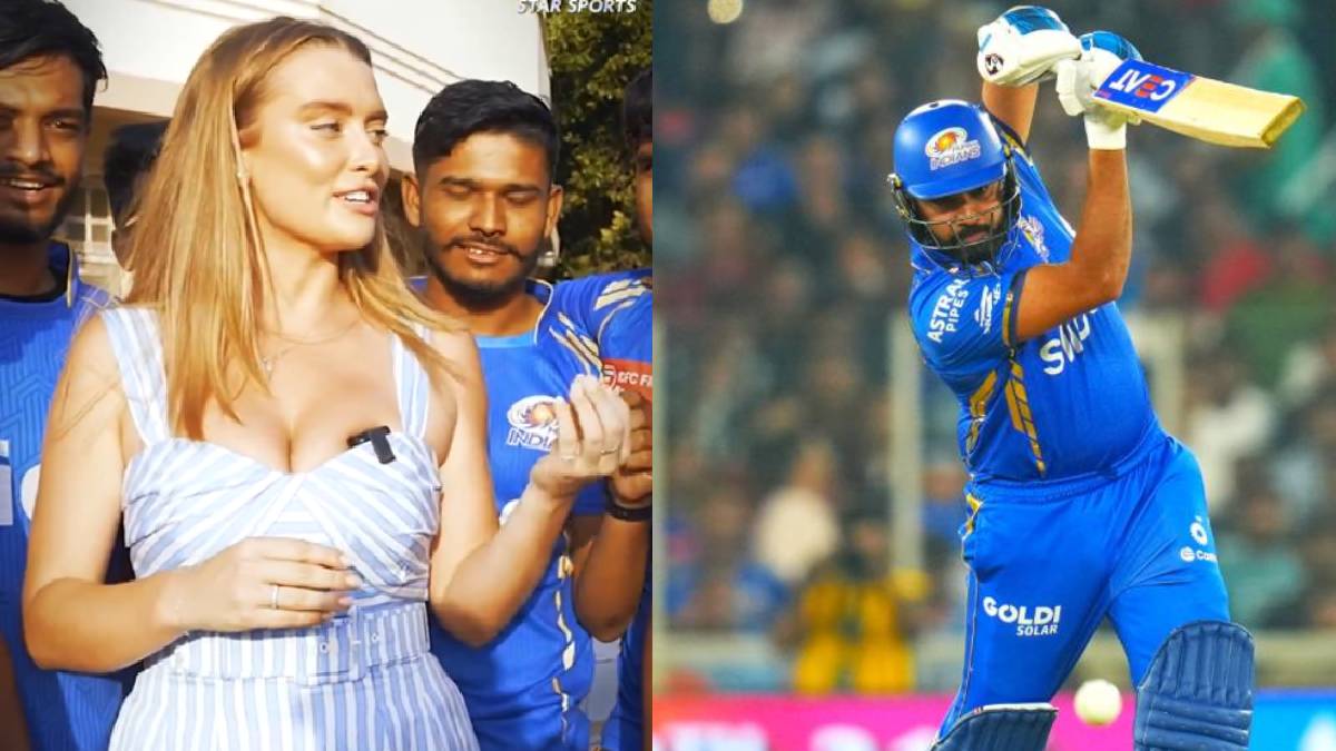 Matthew Hayden's daughter and MI fans chanting "Mumbai Cha Raja, Rohit Sharma"