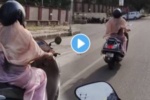 Viral Video clip features a woman riding a scooter in the most unconventional way imaginable take one look