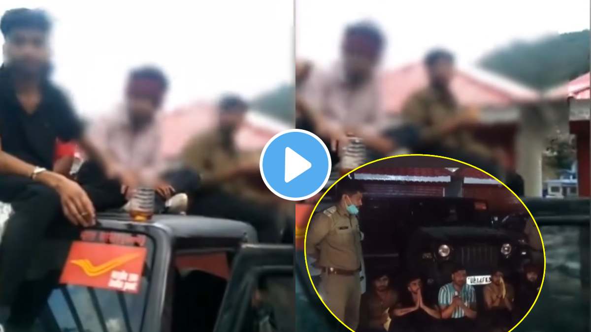 uttarakhand police share video of boys who drinking alcohol sitting on thar at char dham yatra route