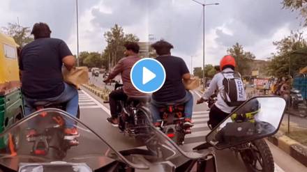 viral video Royal Enfield Bullet Hit By Speeding Bike man overtake and the resulting accident shocked everyone
