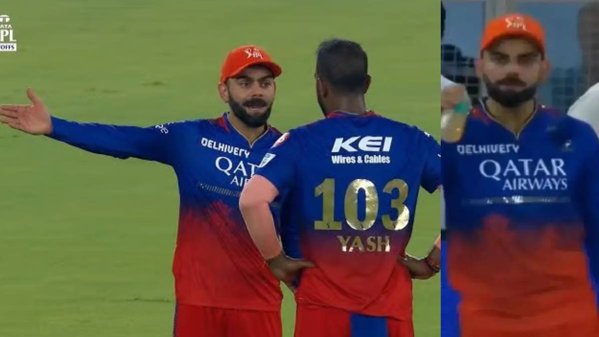 Virat Kohli Angry on yash dayal bowling, virat kohli angry and throws bottle near boundry line video viral