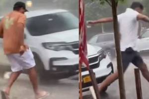 Rohit Sharma Rahul Dravid Sprint Towards Cab in Rain Video Viral,