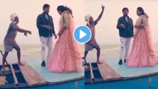 The boatman is seen teaching couple one pose after another and They Recreating For Them Pre Wedding shoot watch ones