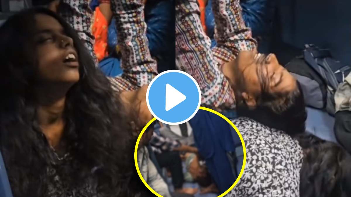 indian railways train viral video woman in moving train act possessesd internet calls it staged
