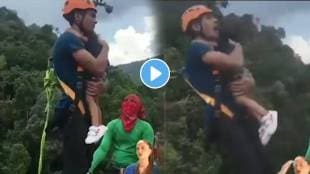 bungee jumping careless father jumped with child from a height of thousands of feet without any safety