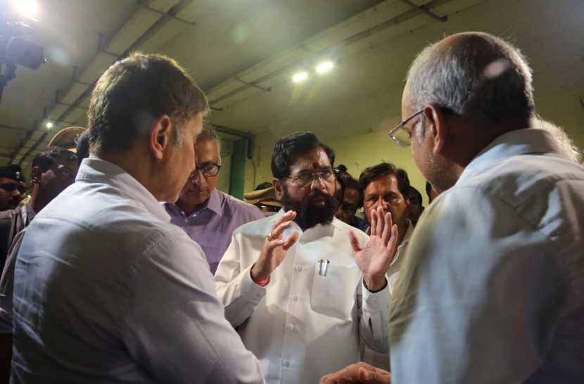 Chief Minister Eknath Shinde visit the actual spot of the leak of Mumbai Coastal Road at Mumbai 