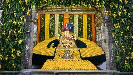 dagdusheth Ganpati marathi news, maha naivedya of 11 thousand mangoes marathi news