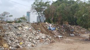 Heaps of construction waste at the Mithagara site