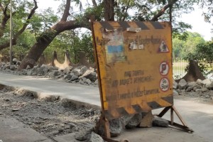 Excavation of concrete roads in Aare Dudh Colony mumbai