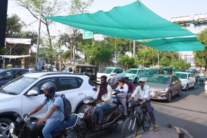 in Nagpur the Municipal Corporation has now installed green nets on signals at various intersections