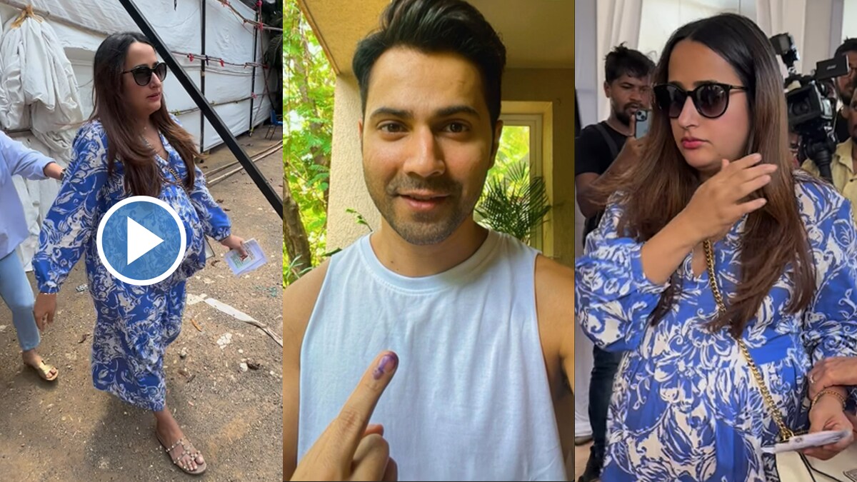 Natasha Dalal grown baby bump spotted during voting netizens asked where is Varun Dhawan