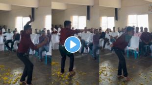 A young man presents amazing lavani dance in front of teachers