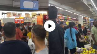 a girl who was got caught stealing things at megamrt in Varanasi video goes viral