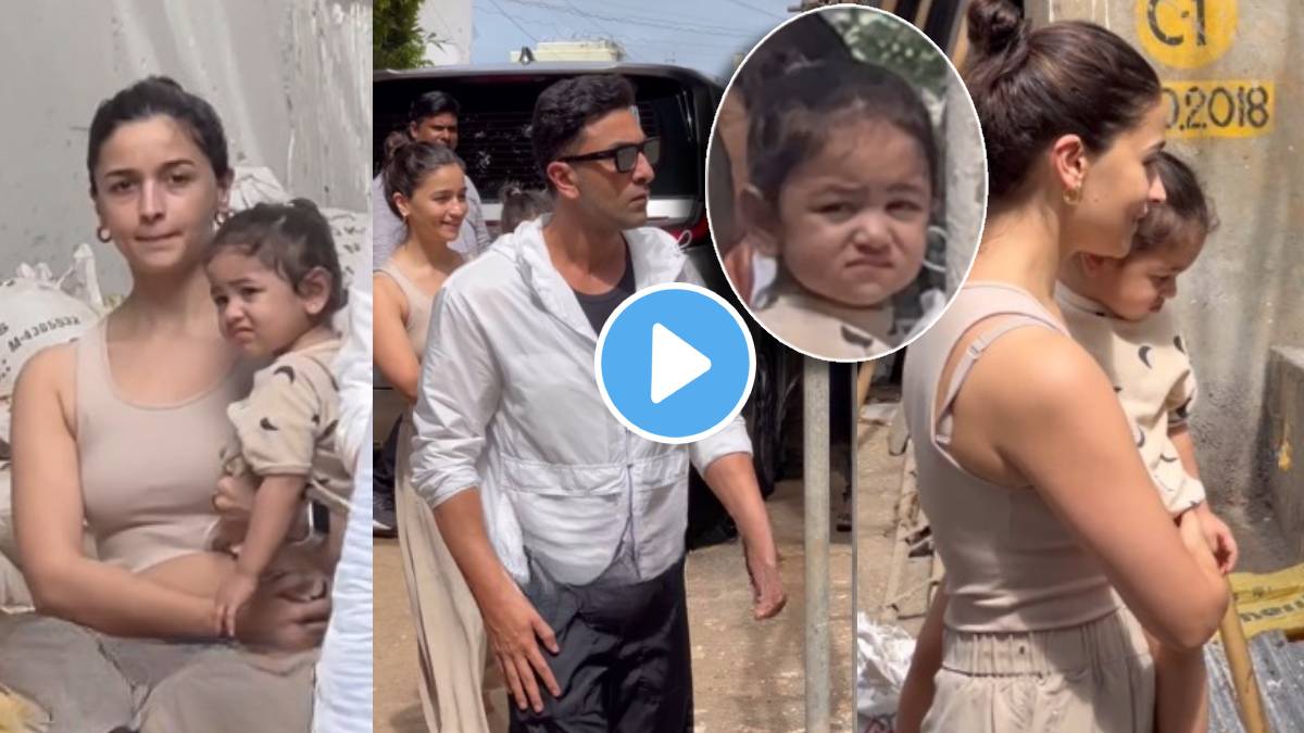 Bollywood actress alia bhat and Ranbir Kapoor spotted at new house with daughter raha and neetu Kapoor video viral