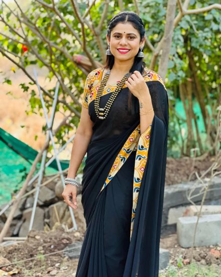 Ashvini Mahangade Red Nauvari Saree