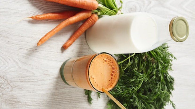 Carrot And Dryfruit Milk Healthy And Nutrition Milk