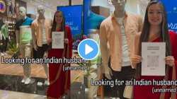 मला नवरा पाहिजे! हातात पोस्टर घेऊन रशियन मुलगी शोधतेय भारतीय मुलगा; VIDEO पाहून नेटकरी म्हणाले, “आम्ही तयार आहोत”