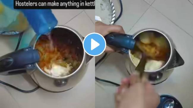 Viral Video Girls Hostel Preparing egg Biryani In Hot Water idea of Kettle Kitchen girl Leaves Netizens Stunned