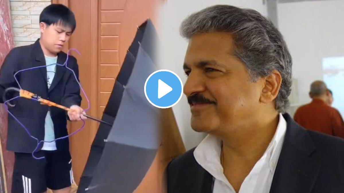 Anand Mahindra shares hands free wearable umbrella hack For Mumbaikars To wardrobe for wetness watch this jugaad video