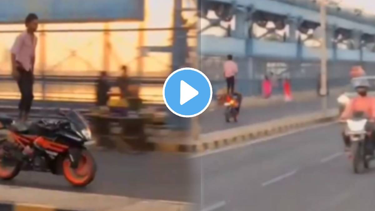Video: Kanpur man's 'Titanic' pose on moving bike invites police action shocking video