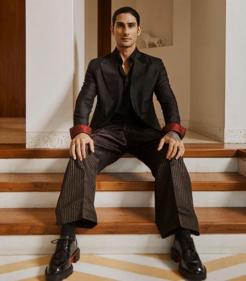 Prateik Babbar Cannes suit was made from Smita Patil Kanjeevaram sarees