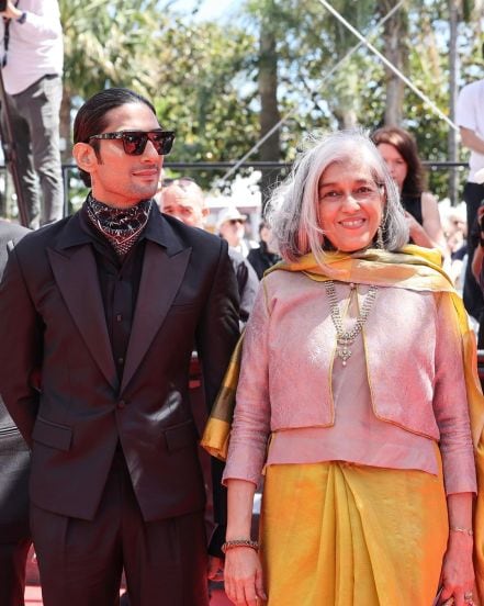 Prateik Babbar Cannes suit was made from Smita Patil Kanjeevaram sarees