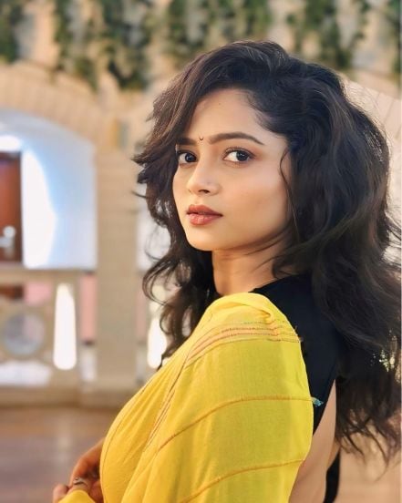 Shivali Parab Golden Saree Look