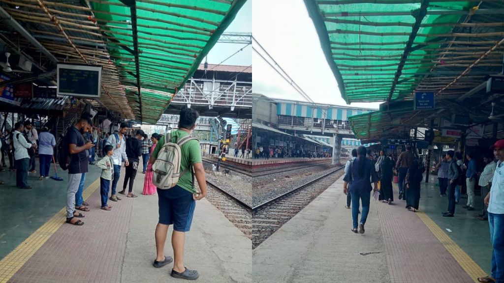Bamboo roof on platform number five of Thane railway station