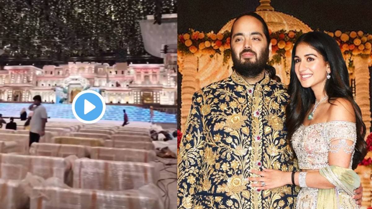 Anant Ambani and Radhika Merchant Wedding venue decoration first inside video viral