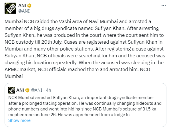 Navi Mumbai Vashi NCB Action Against Drugs syndicate