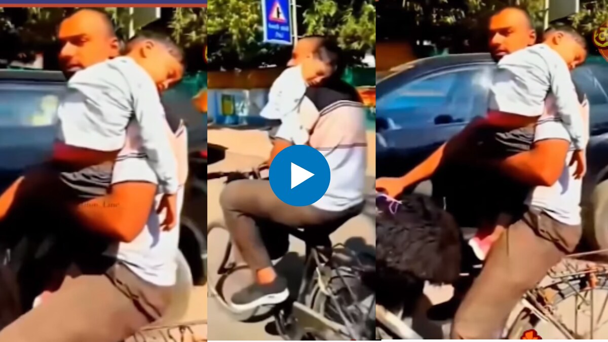 father can do this a person riding a bicycle