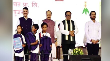 Devendra Fadnavis and Ajit Pawar of Surajgad Steel Project at Wadlapeth in Aheri Taluka of Gadchiroli District in the presence of Bhoomi Pujan