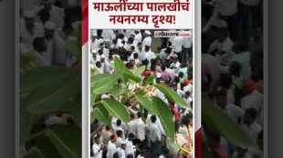 Sant Dnyaneshwar Maharajs Palkhi on the way towards Pandharpur
