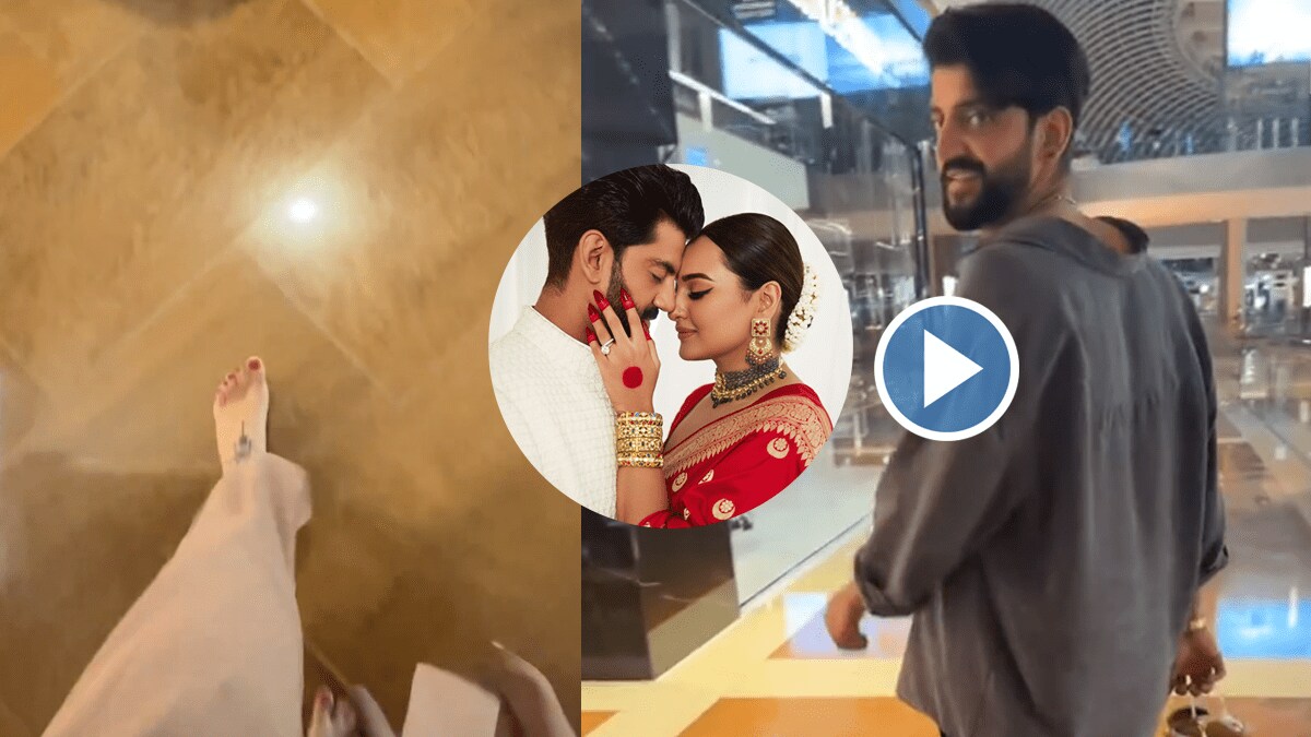 Sonakshi Sinha walking barefoot with Zaheer Iqbal shared video on social media
