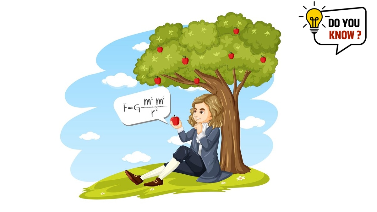 Isaac newton sitting under apple tree