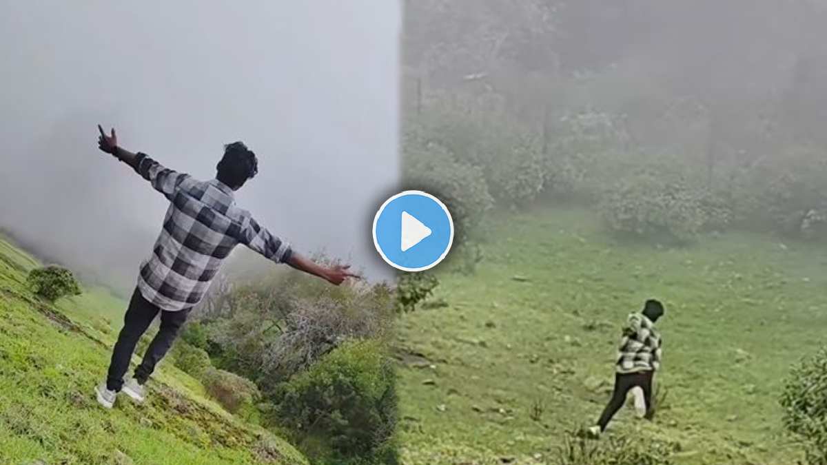 While making the reel the young man's foot slipped