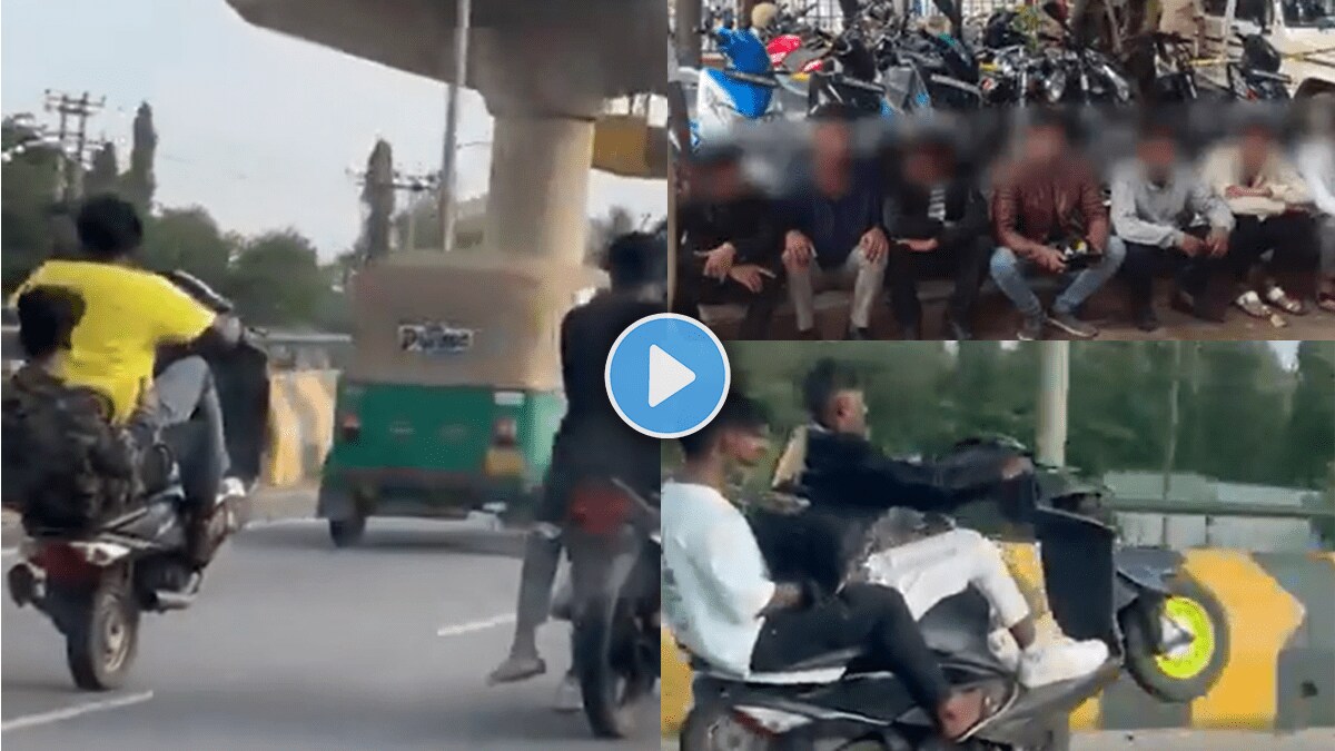 Police arrested 24 men for doing a wheeling stunt in Bangalore