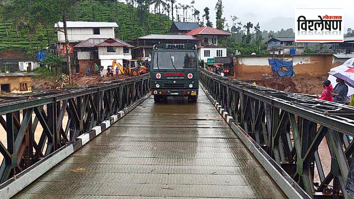 What is a Bailey bridge constructed in Wayanad after landslides