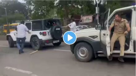 attack on jitendra awhad car in thane