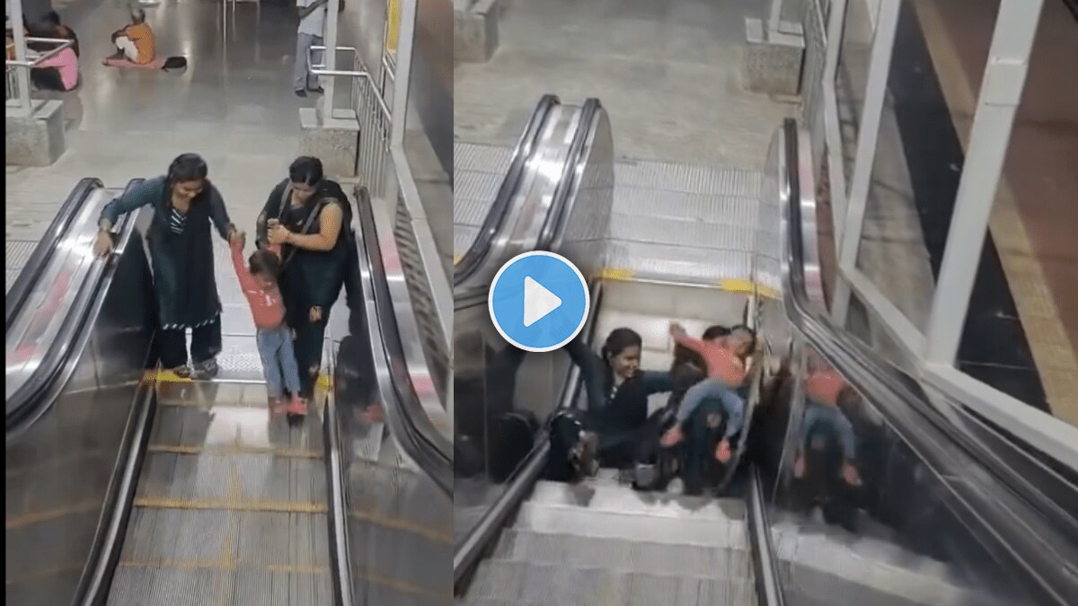 escalator at the railway station Video Viral